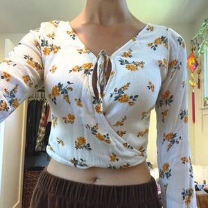 hollister wrap peasant tie ruffle sleeve blouse top